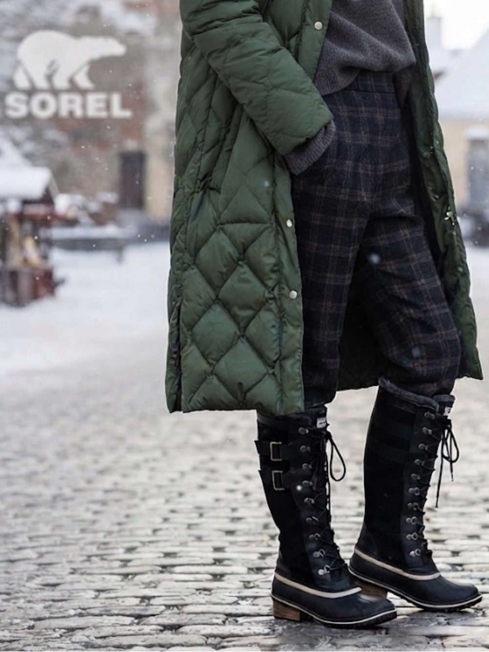 Authentic Sorel designer waterproof black suede & leather lace up boots sz 7.5